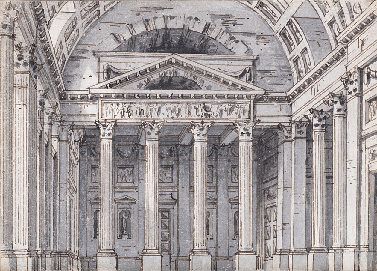 Diseño de escenario para la ópera Belisario de Gaetano Donizetti, 1820s de Pietro di Gottardo Gonzaga