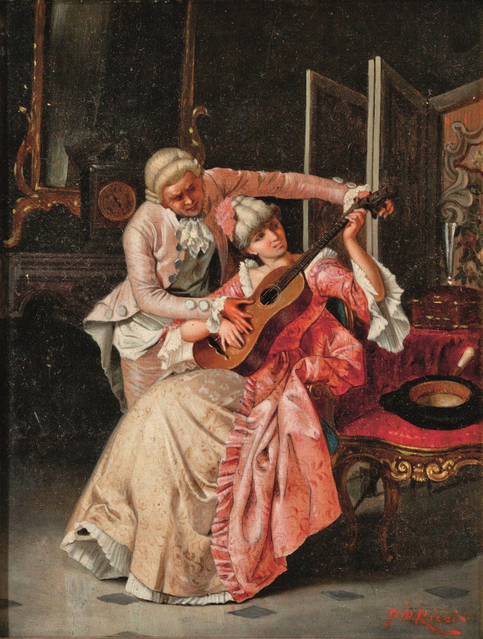La lección de música (óleo sobre lienzo) de Pio Ricci