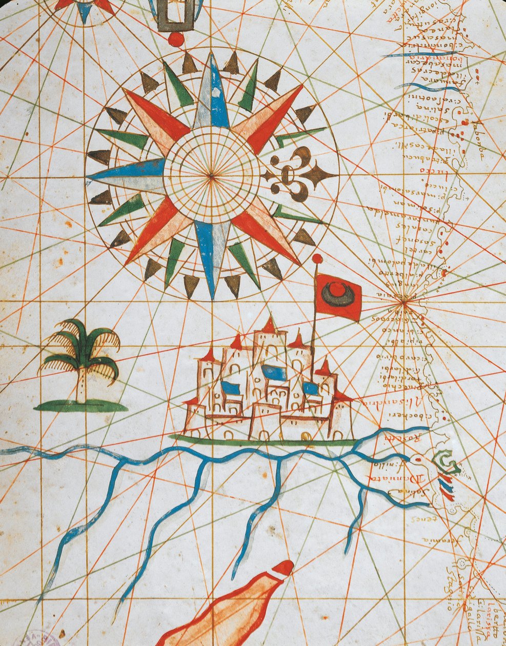 Alejandría, Egipto, del atlas portolano compuesto de seis cartas, por Plácido Caloiro y Francesco Oliva, Pergamino. 1646. de Placido Caloiro e Oliva