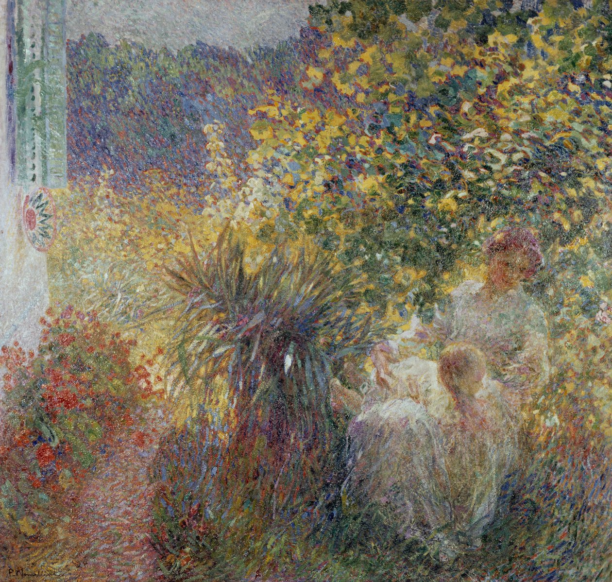 Madre e hijo en el jardín de Plinio Nomellini