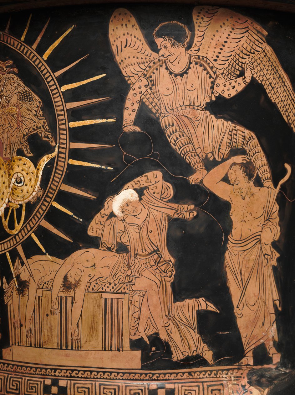(detalle) de un cáliz-crátera lucana, c.400 a.C. de Policoro Painter