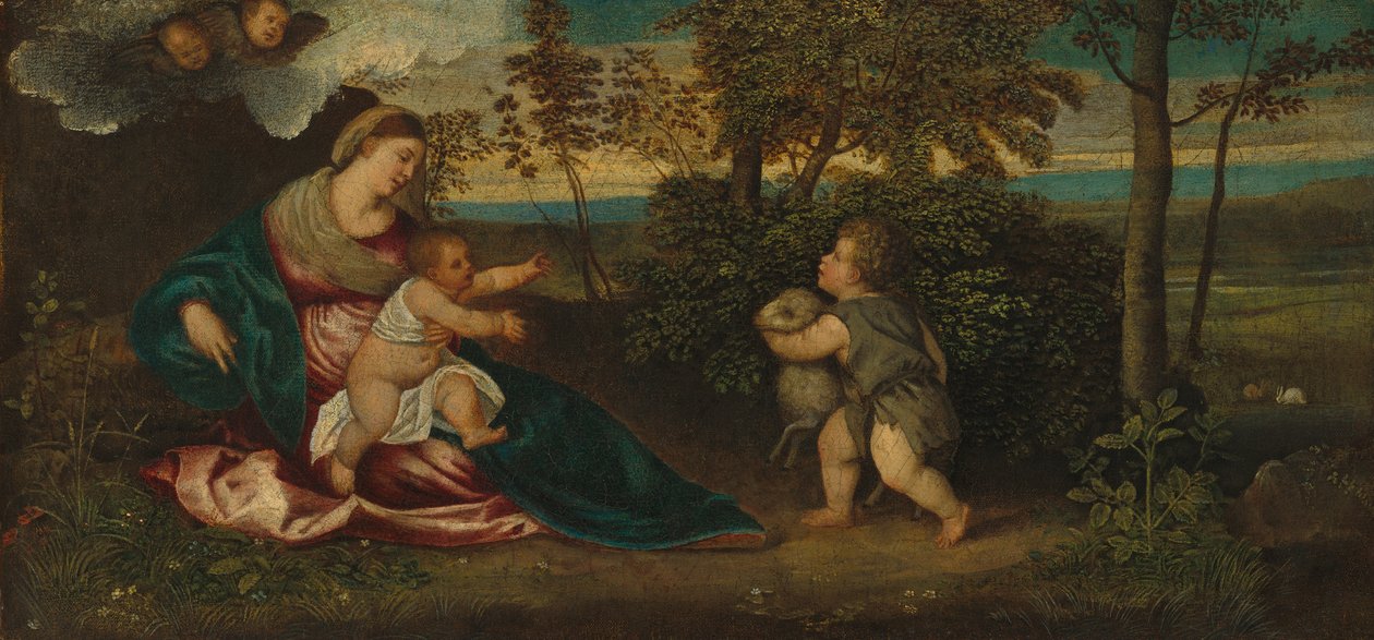 Madonna y el Niño y el Infante San Juan en un paisaje, 1540-50 de Polidoro Lanzani