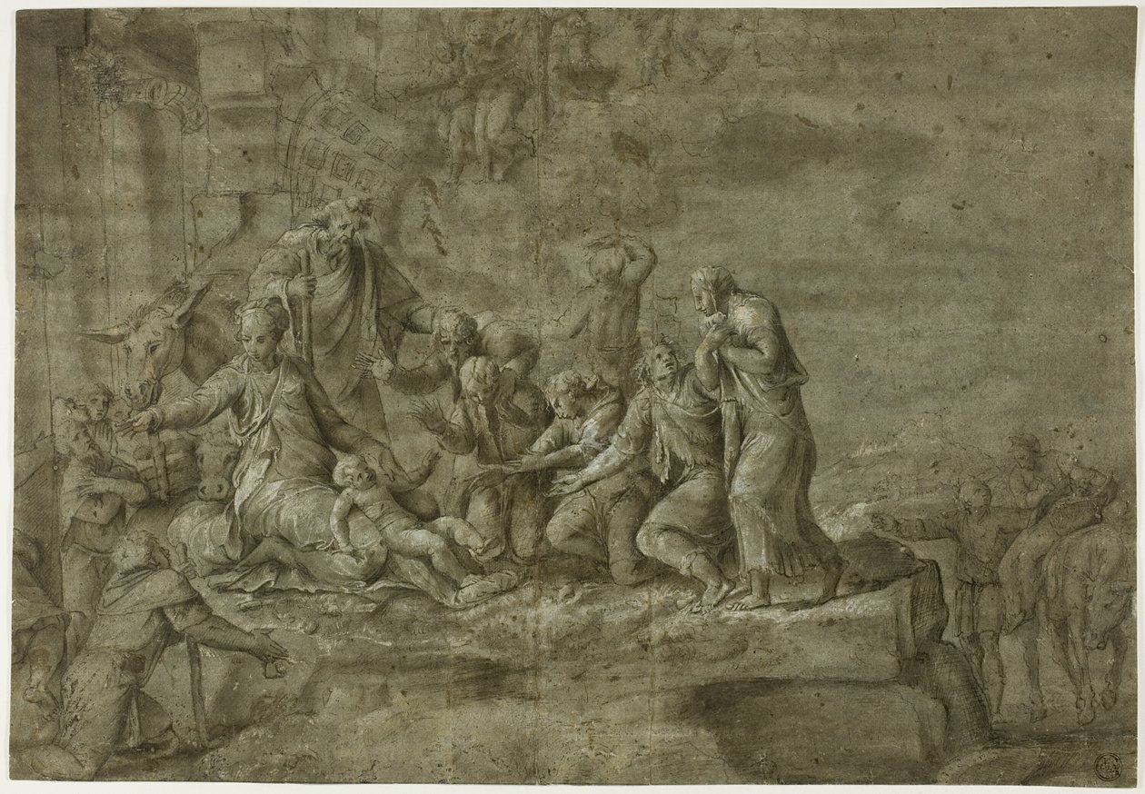 Adoración de los pastores de Polidoro da Caravaggio