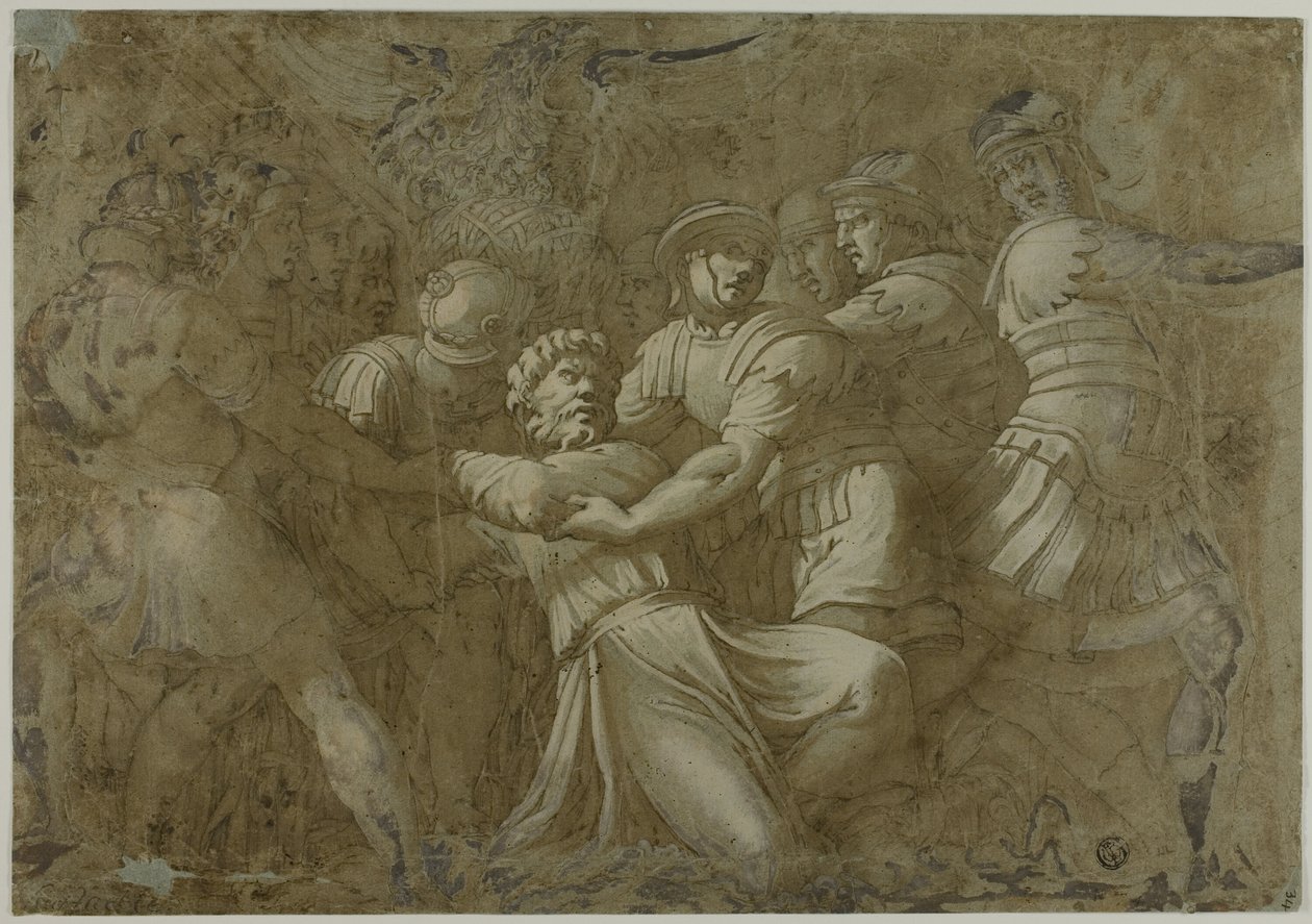 Soldados Romanos Arrestando a San Pedro (?) de Polidoro da Caravaggio
