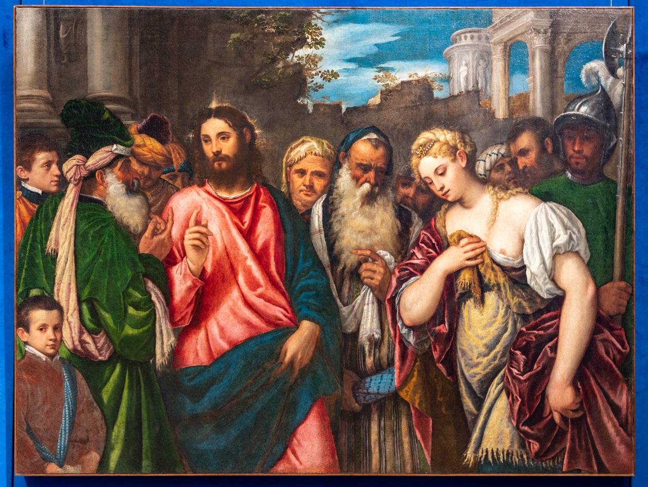 Cristo y la adúltera de Polidoro da Lanciano