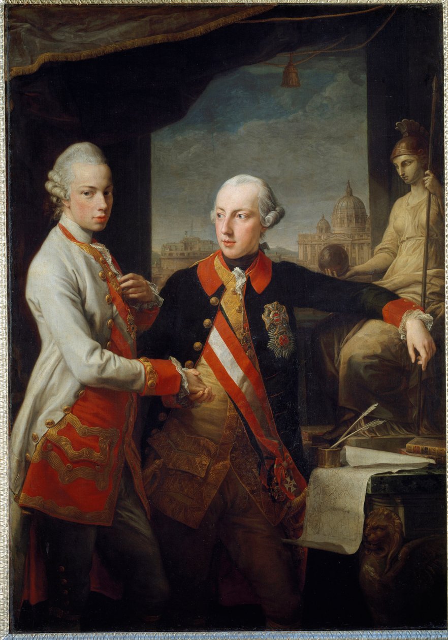 Retratos de los hermanos Leopoldo II de Habsburgo-Lorena, Gran Duque de Toscana y José II del Sacro Imperio de Pompeo Girolamo Batoni