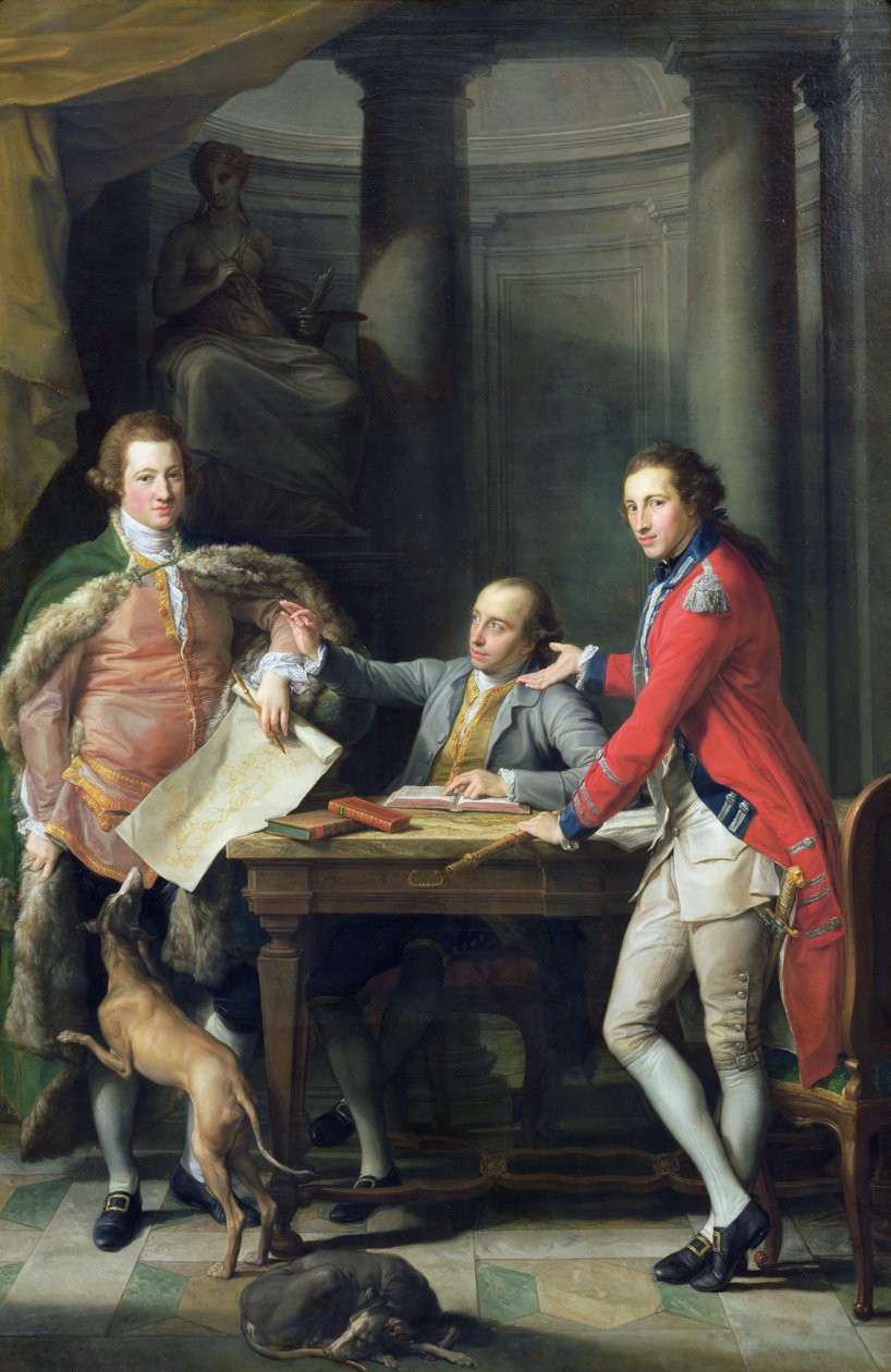 Sir Watkin Williams-Wynn (1748-89), Thomas Apperley (1734-1819) y el capitán Edward Hamilton de Pompeo Girolamo Batoni