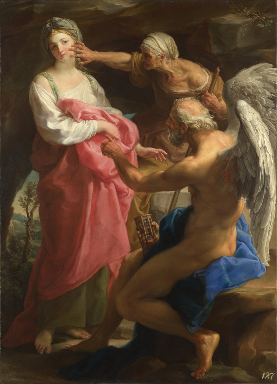 El tiempo ordena a la vejez destruir la belleza, 1746 de Pompeo Girolamo Batoni