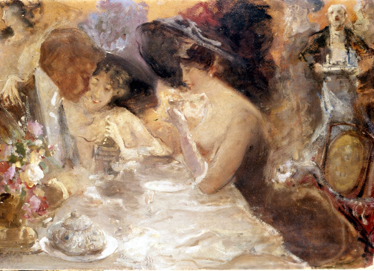 Cena en Monte Carlo. Belle Époque por Pompeo Mariani. Museo del Castello. Milán de Pompeo Mariani