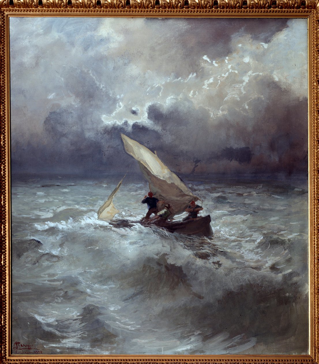 Tempestad en el mar. Pintura de Pompeo Mariani (1857-1927) 1898. Genes, Galleria d