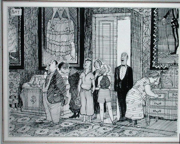 El carácter británico: gran interés en casas históricas, ilustración de Punch, publicada el 8 de julio de 1936 de Pont