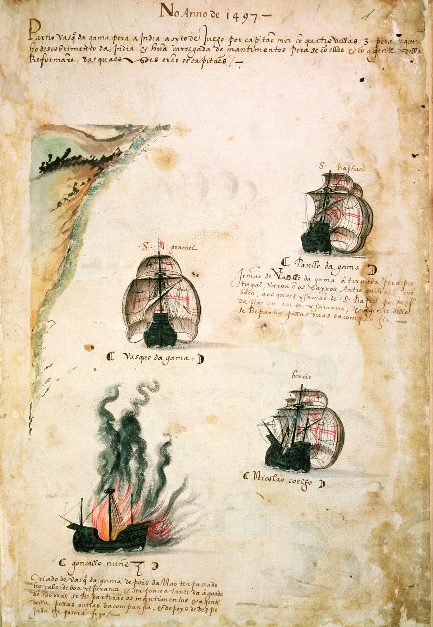 Partida de Vasco da Gama (c.1469-1524) en 1497, de 