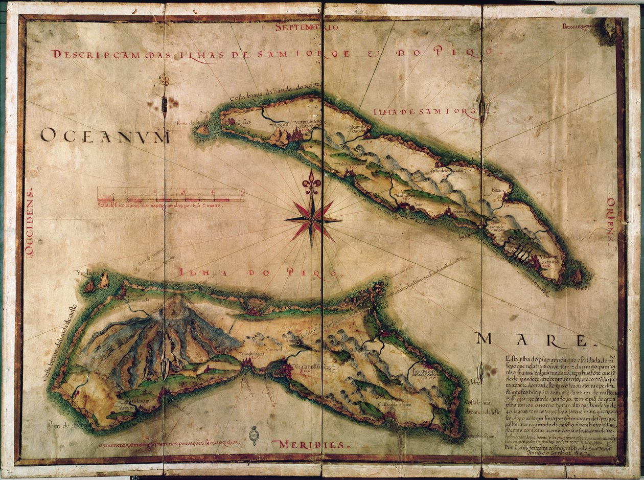 Mapa geográfico de las Azores, 1587 de Portuguese School