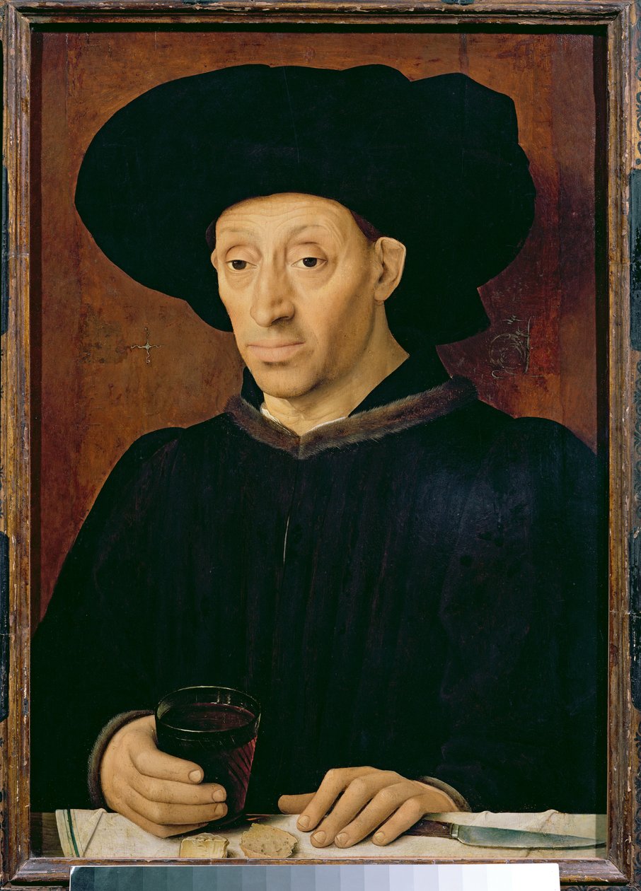 Hombre con una copa de vino de Portuguese School