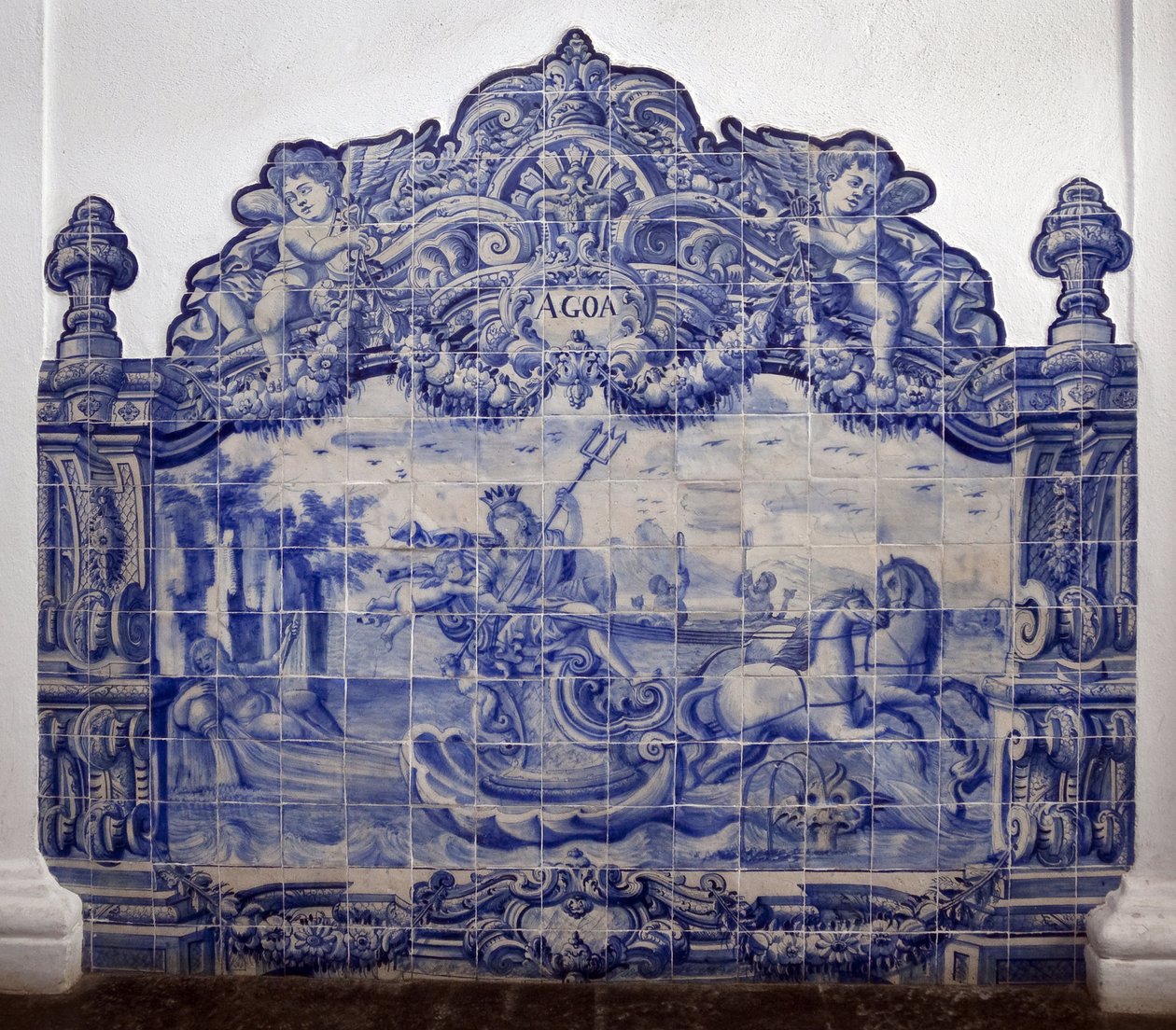 Alegoría del agua - Azulejos, loza pintada de Portuguese School