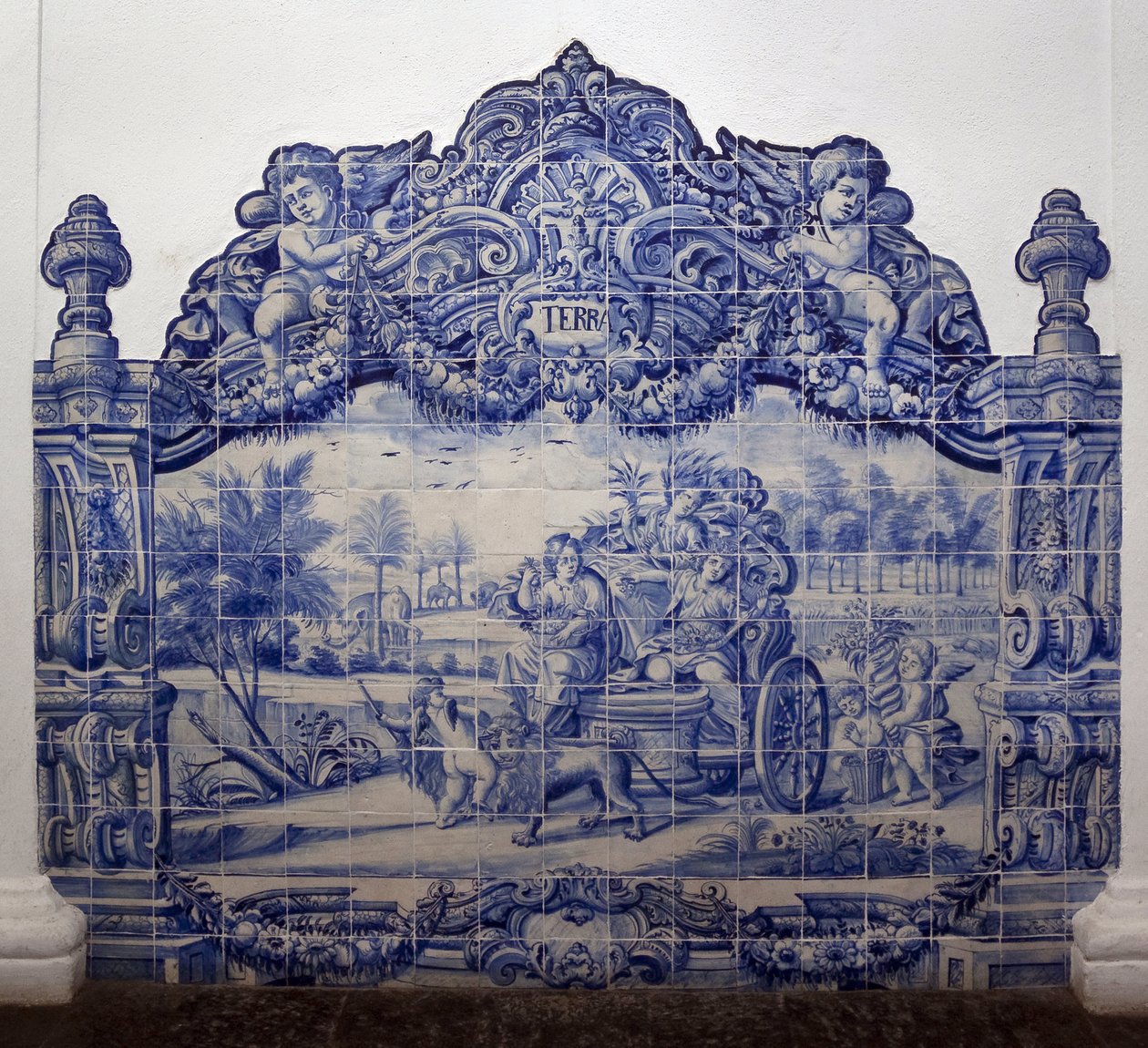 Alegoría de la Tierra - Azulejos, loza pintada de Portuguese School