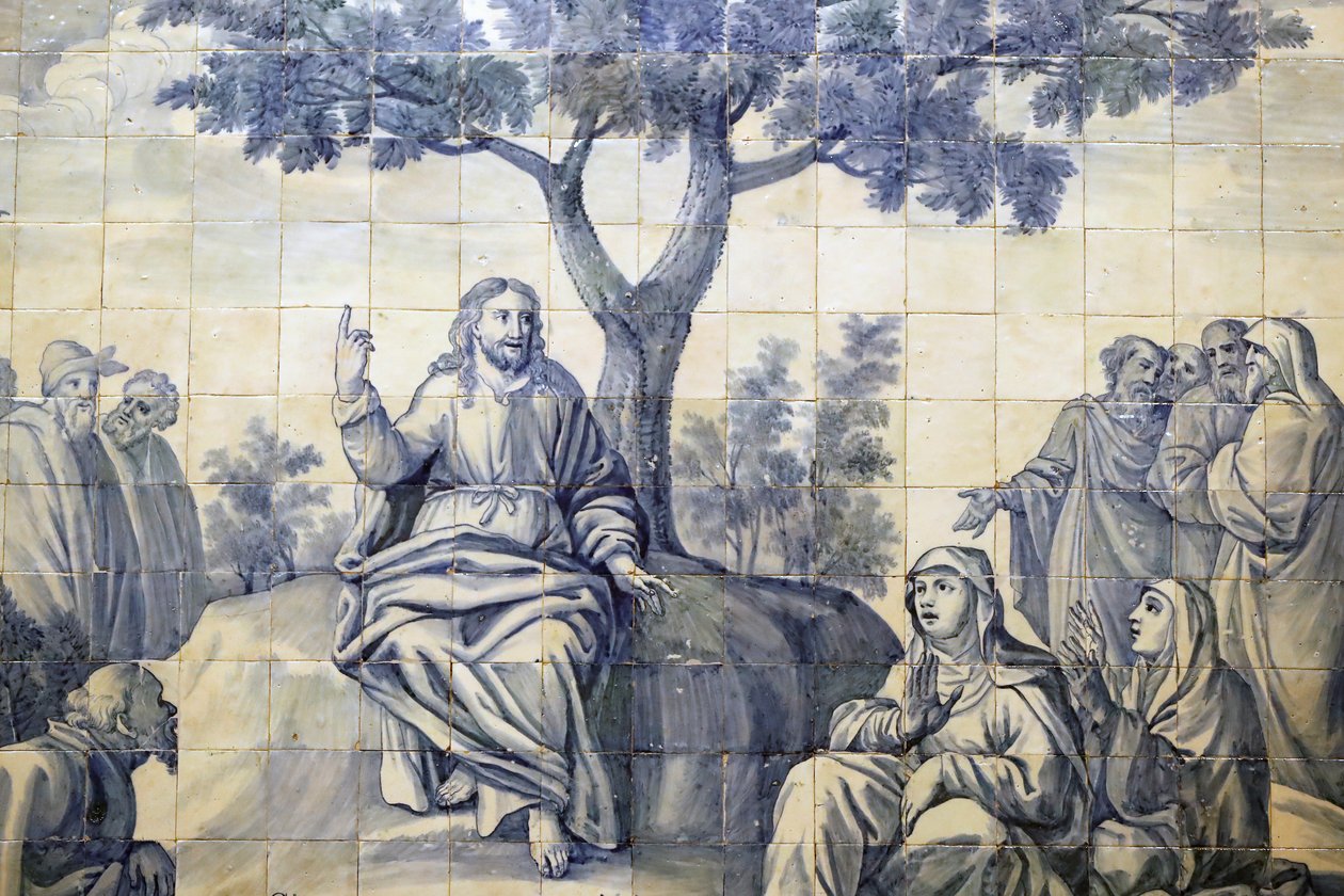 Iglesia de la Misericordia. Azulejos. El sermón del monte. Jesús. Évora. Portugal. de Portuguese School