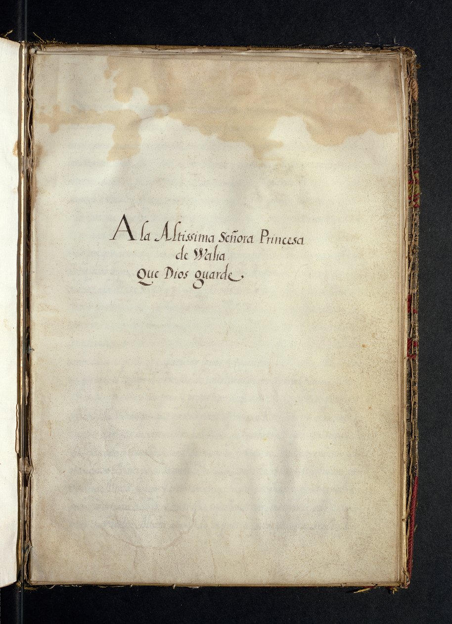 Dedicación a la Infanta María de España, de una historia de las peregrinaciones de las monjas de Syon, compilada en Lisboa a principios del siglo XVII de Portuguese School