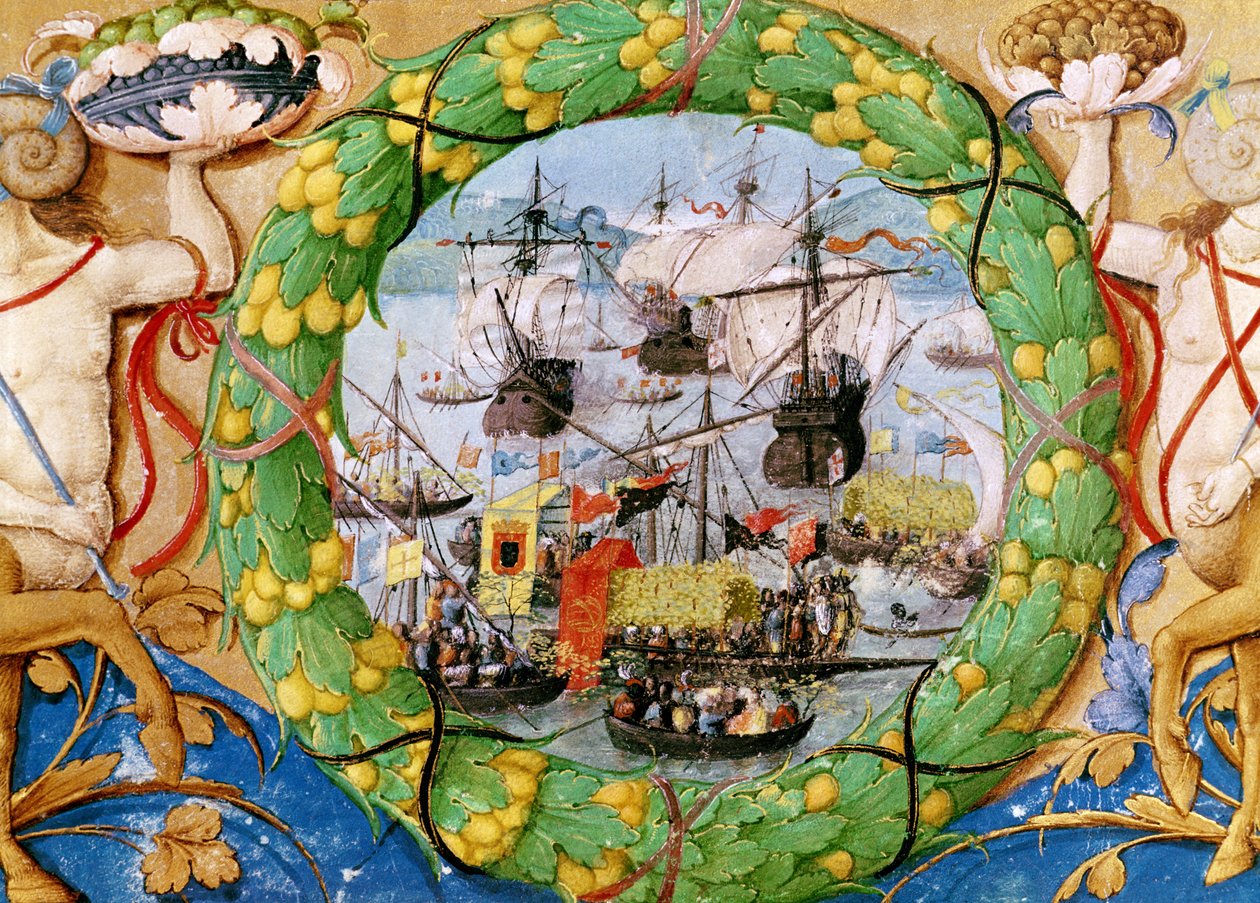 Festival de la Flota Portuguesa, ilustración de Lettura Nova por Alem Douro, 1513 de Portuguese School
