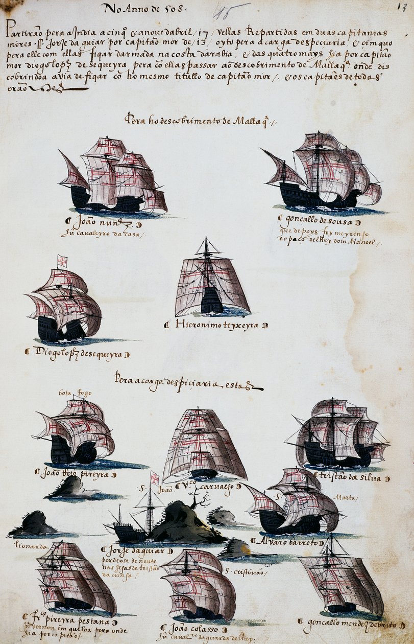 Barcos de expediciones marítimas para descubrir Malaca de Portuguese School