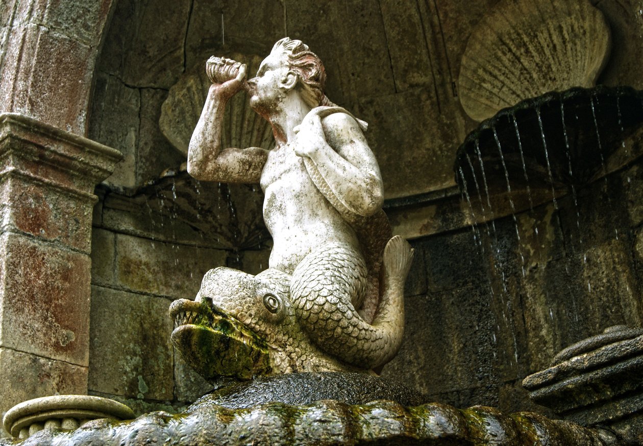 Fuente de Tritón, Santuario de Nuestra Señora de los Remedios, Lamego, Portugal 1738 de Portuguese School