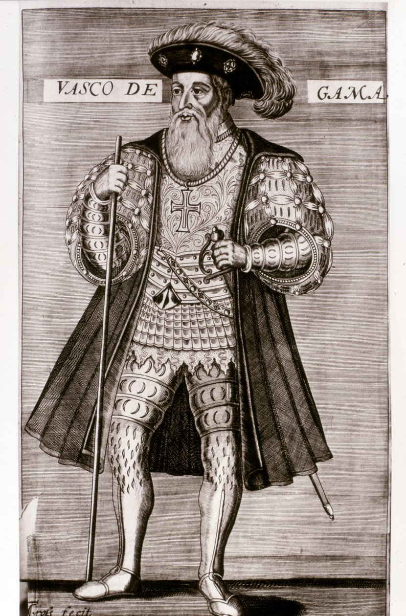 VASCO DA GAMA: Ilustración de "OS LUSIADAS" de Luis Camoes, Lisboa 1572. de Portuguese School