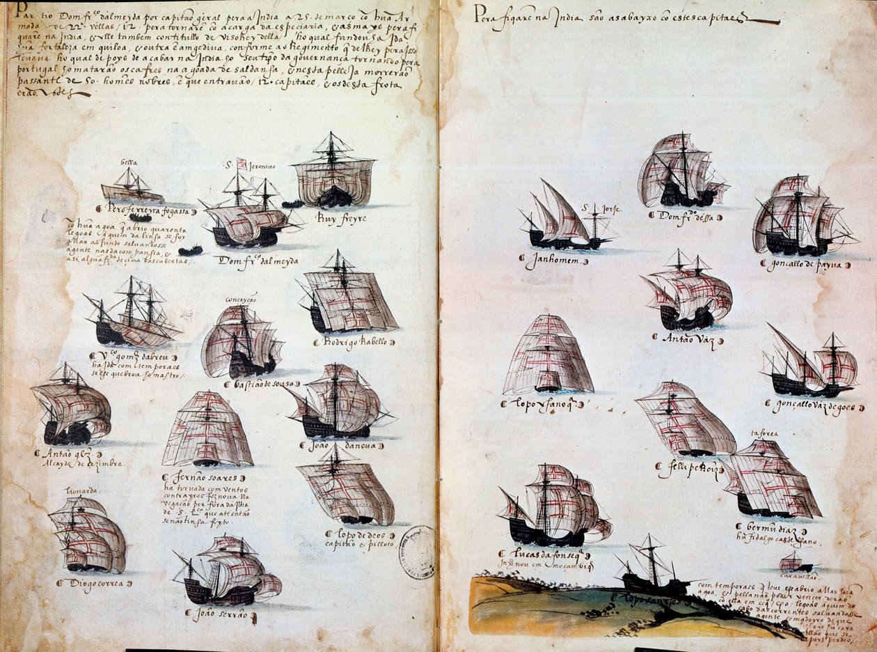 Buques de guerra. Recuerdos de las armadas de Portugal bajo el rey Manuel I de Portuguese School
