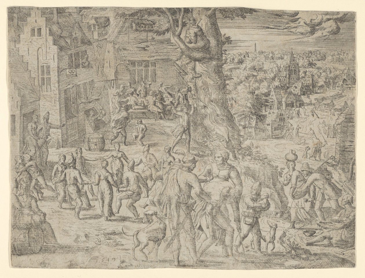 La Feria del Pueblo, 1549 de Possibly by Peeter van der Borcht.