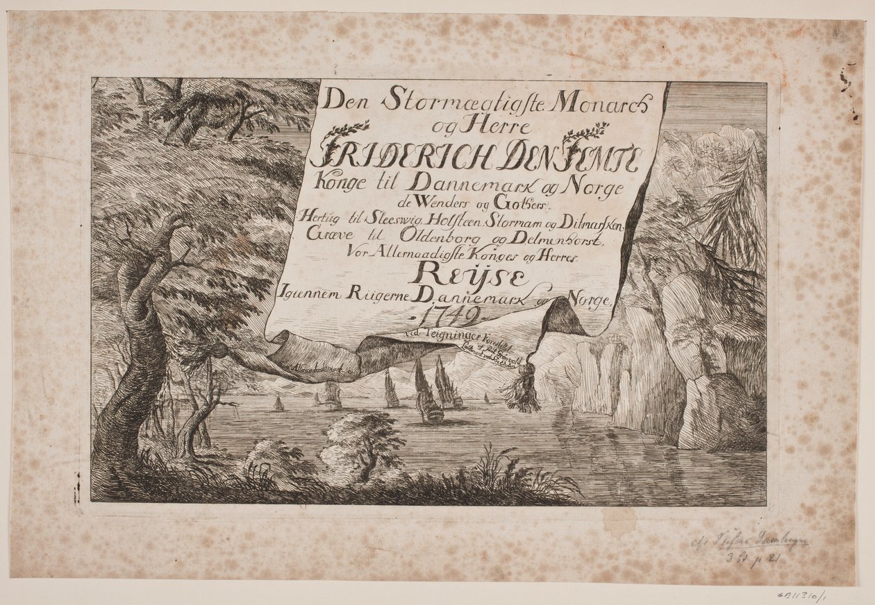 Portada del viaje del Rey Federico V por Dinamarca y Noruega 1749 de Poul Isac Grønvold