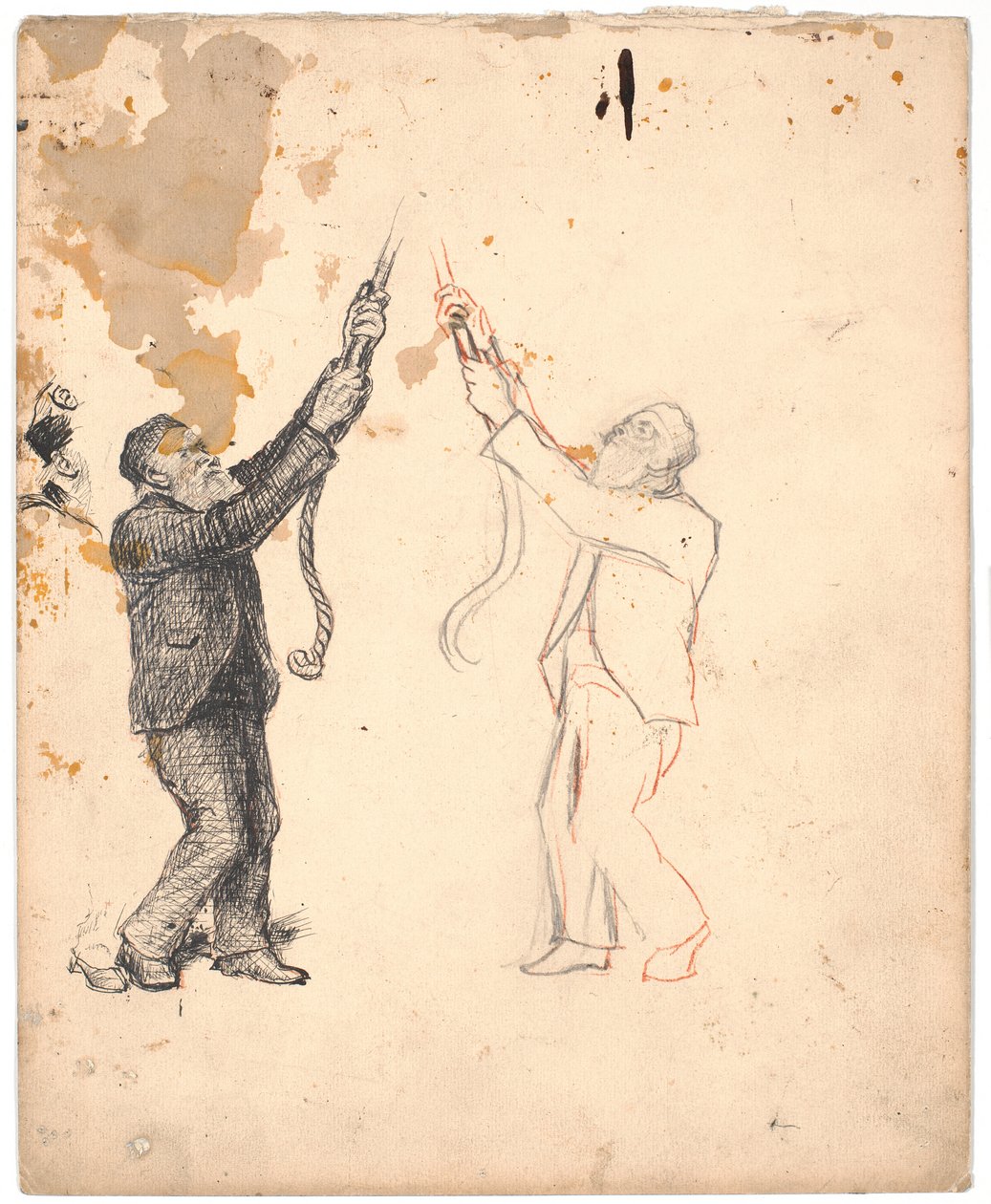 Dos estudios de un campanero y estudios detallados de su pie y parte posterior de la cabeza de Poul S. Christiansen