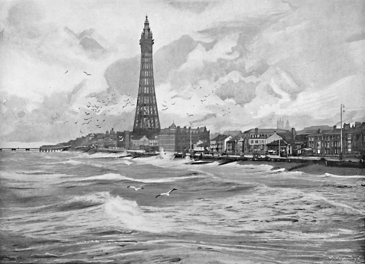 Blackpool, con su Torre Eiffel, c1896 de Poulton and Co