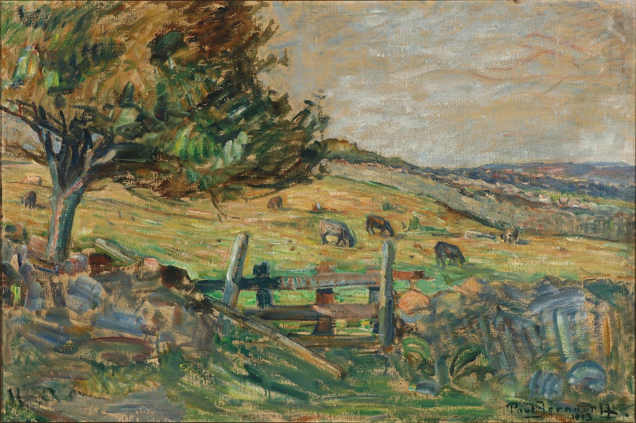 Paisaje con ovejas pastando de Povl Jerndorff