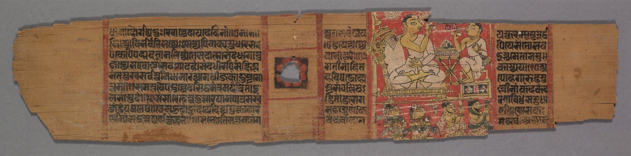 Hoja de un Manuscrito Jain: Shalibhadra: Texto verso de Pradyumnasuri