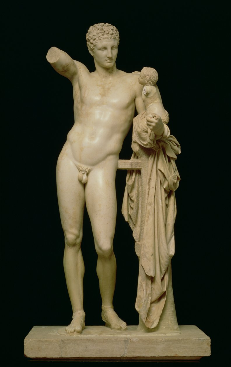 Estatua de Hermes y el Infante Dionisio, c.330 a.C. (mármol de Paros) de Praxiteles