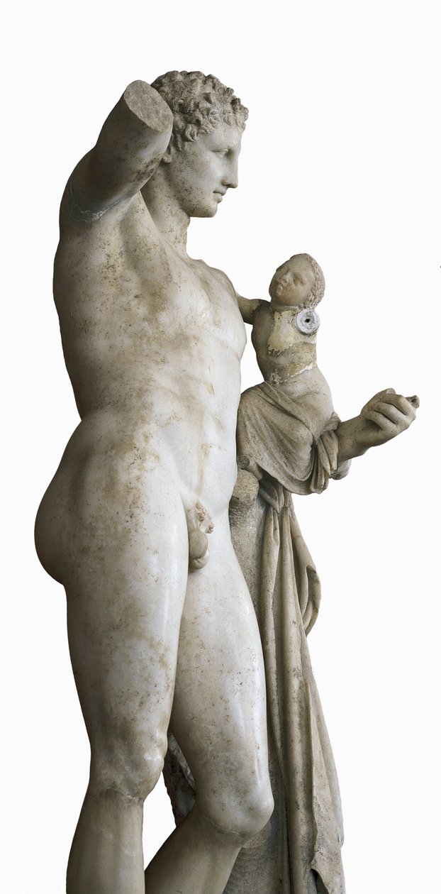 Hermes llevando al niño Dionisio, c. 330 a.C. (mármol) de Praxiteles