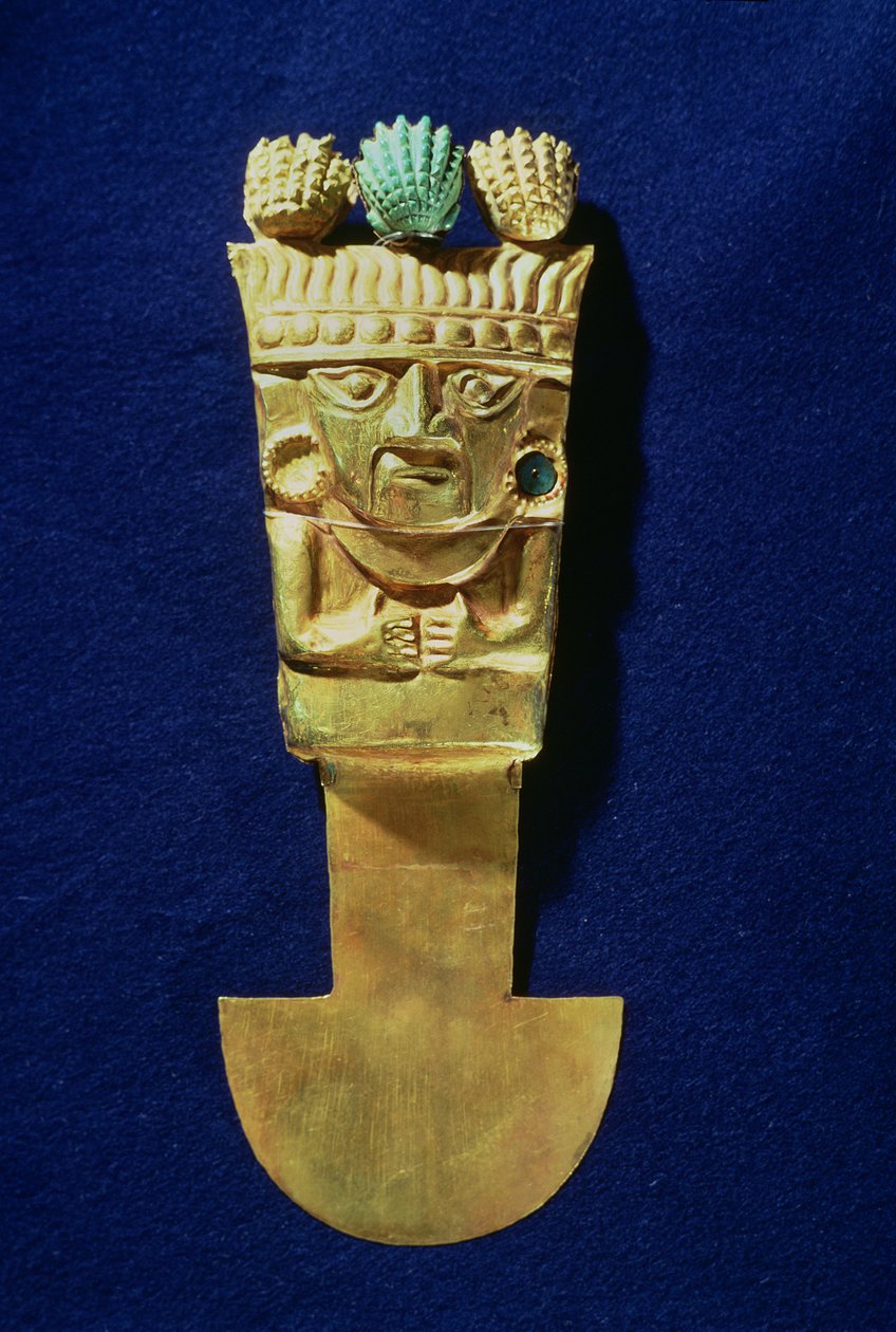 Tumi o cuchillo ceremonial en forma de Naylamp, Chimu de Pre Columbian
