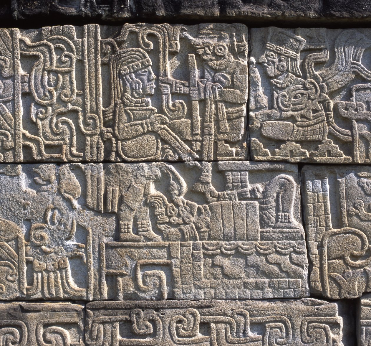 Relieve central, pared norte, Cancha de Pelota Sur, Totonaca, período Clásico Tardío de Pre Columbian