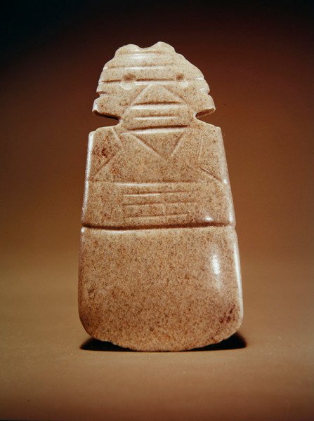 Dios hacha antropomorfo, de Guácimo, área de Línea Vieja (jade verde medio moteado) de Pre Columbian Pre Columbian