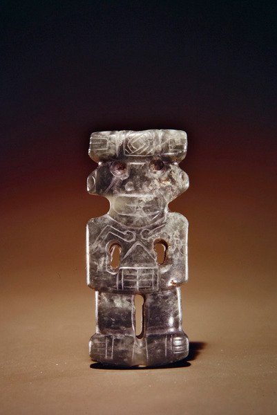 Colgante figurativo, de Guácimo, área de Línea Vieja (jade verde mar translúcido) de Pre Columbian Pre Columbian