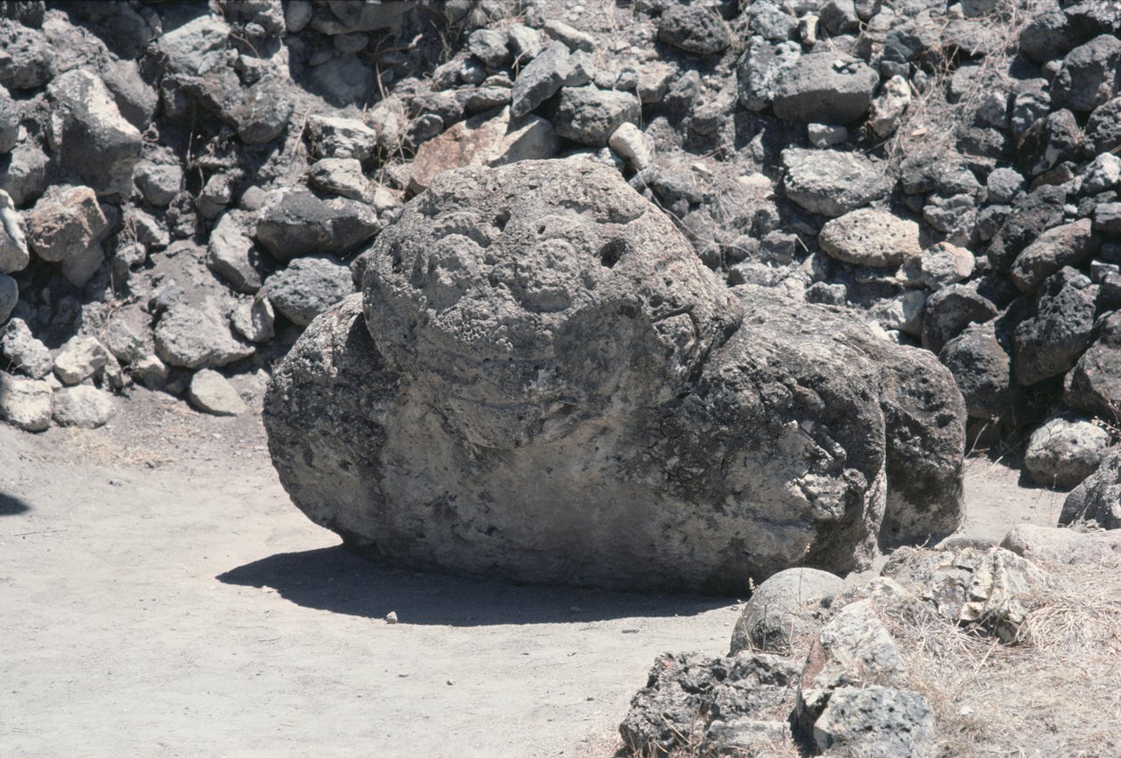 Escultura de piedra de una cara, Periodo Postclásico Tardío de Pre Columbian