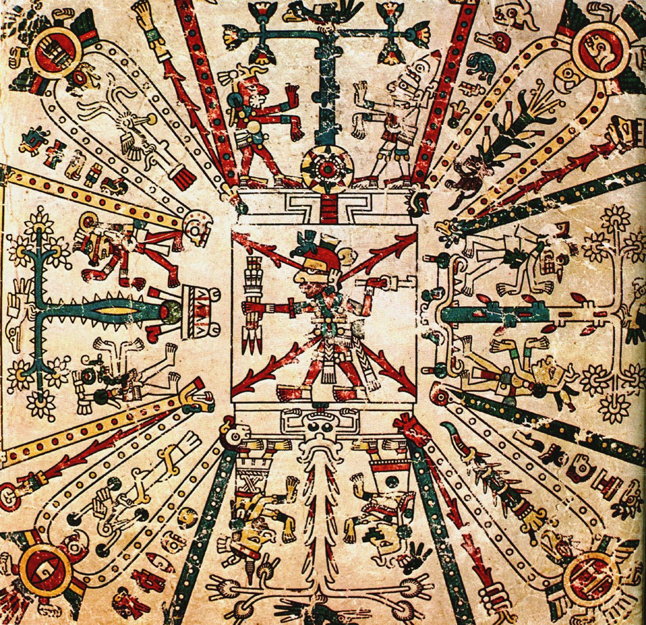 Dios azteca Xiuhtecuhtli. El Códice Fejérváry-Mayer, siglo XV de Pre Columbian art