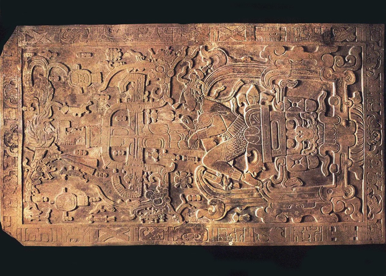 La tumba del Rey Pakal del Templo de las Inscripciones, Palenque, 615-683 de Pre Columbian art