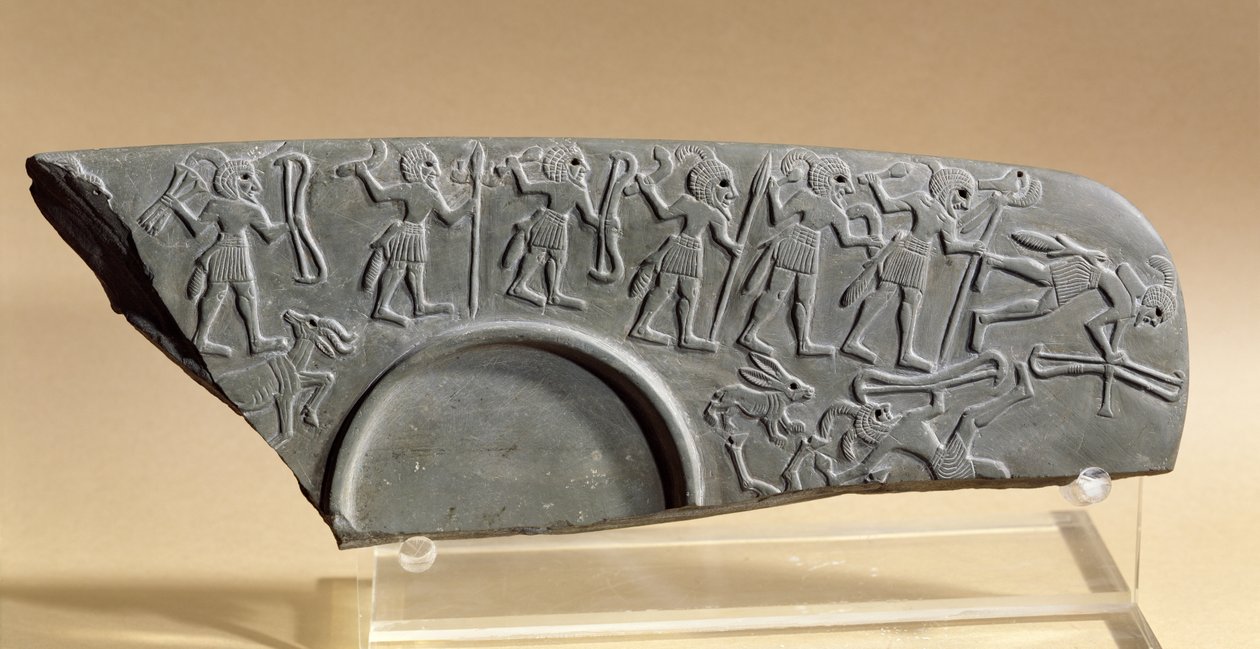 Fragmento de la Paleta de los Cazadores, posiblemente de Tell el-Amarna de Predynastic Period Egyptian