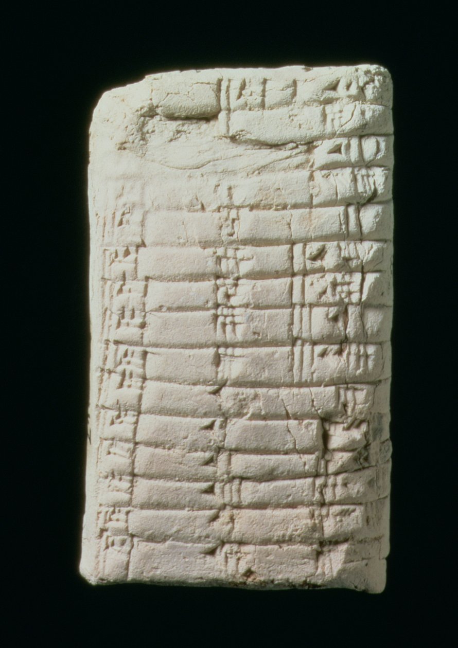 Tableta prehistórica con tabla de multiplicar de Prehistoric