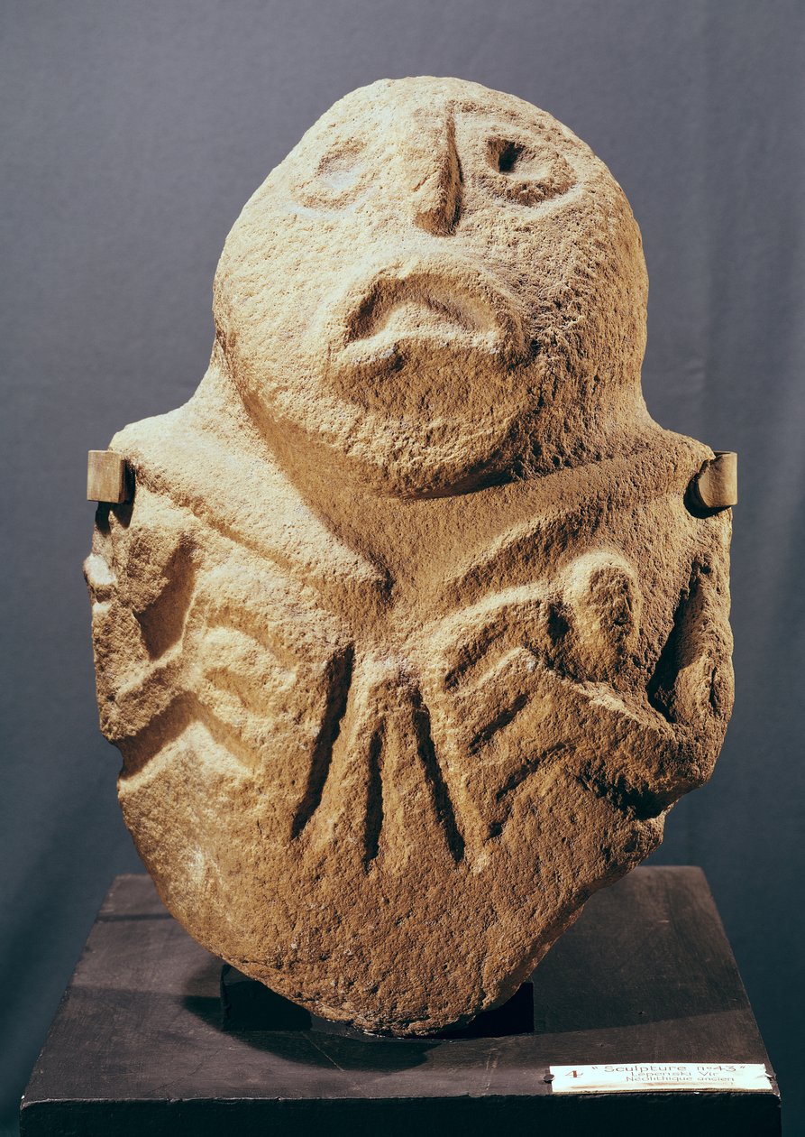 Escultura no.43, de Lepenski Vir, Yugoslavia, c.6000 a.C. (arenisca) de Prehistoric