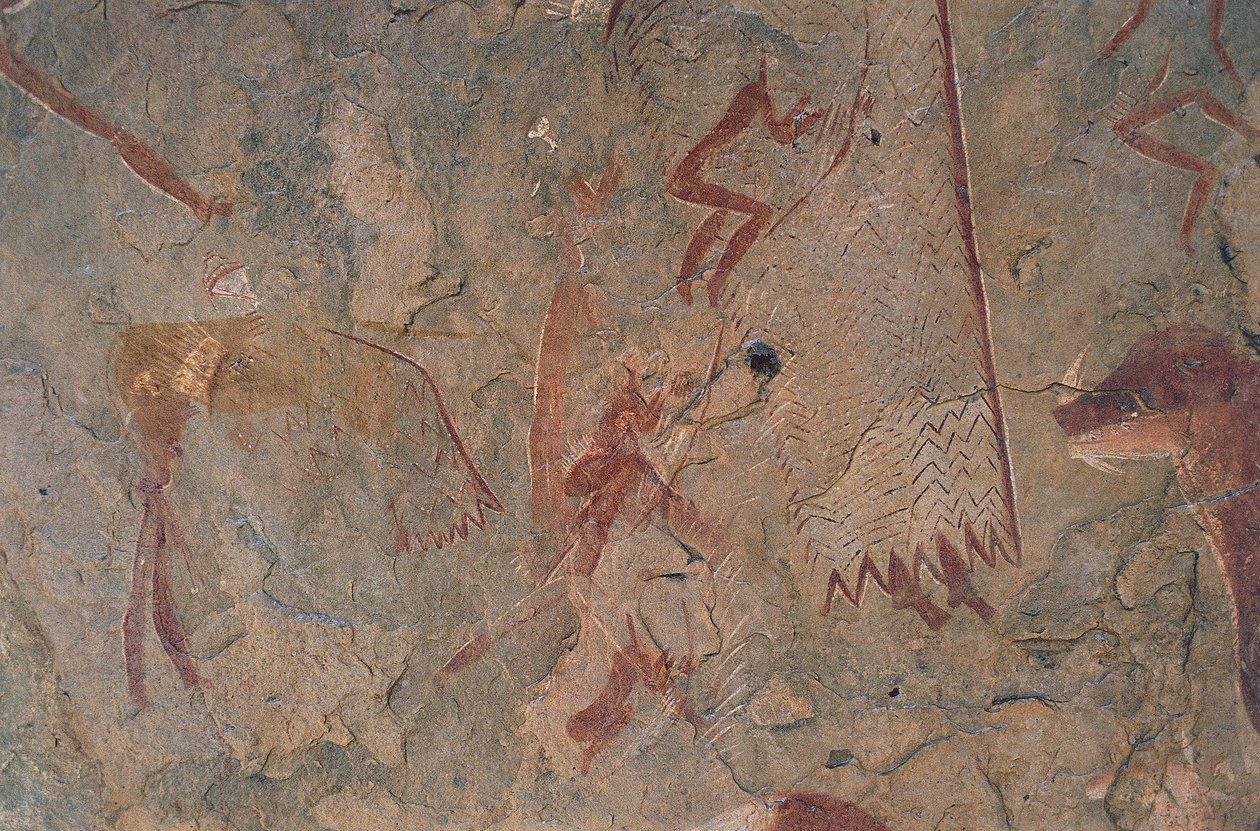 Figuras humanas y animales (pintura rupestre) de Prehistoric Prehistoric