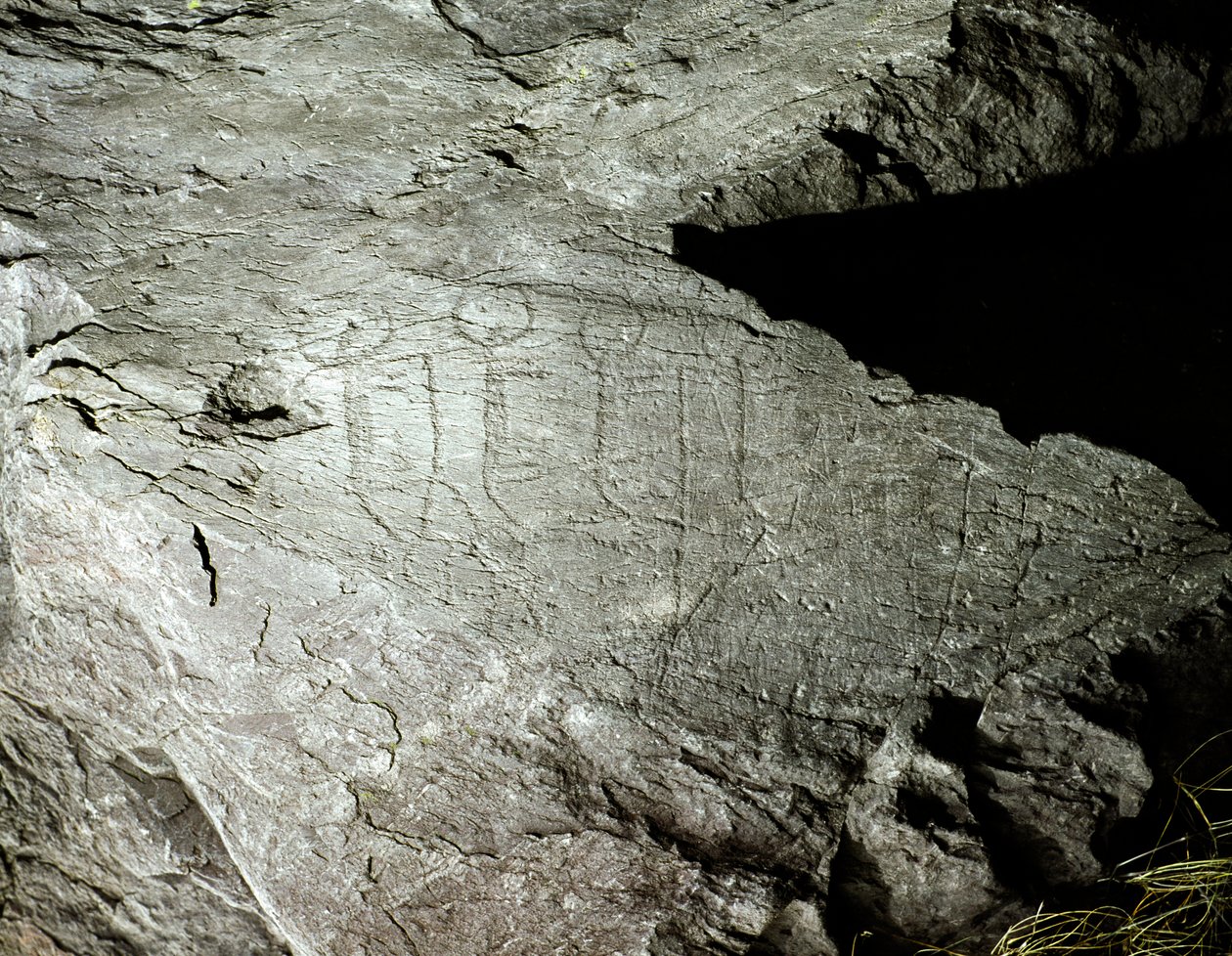 Prehistoria, arte rupestre: representaciones de dos pares de bueyes tirando de un carro de Prehistoric Prehistoric
