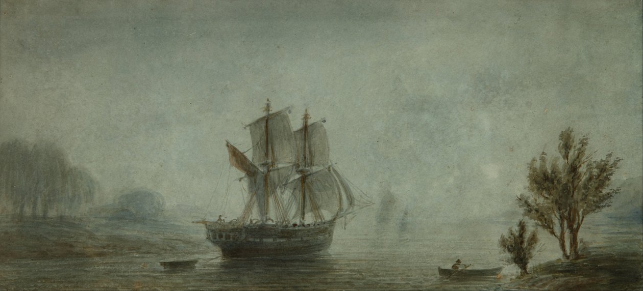 Paisaje de la costa con veleros de Prilidiano Pueyrredon