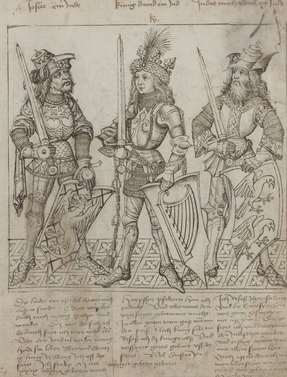 Josué, Rey David y Judas Macabeo de Primary Master of the Strassburg Chronicle
