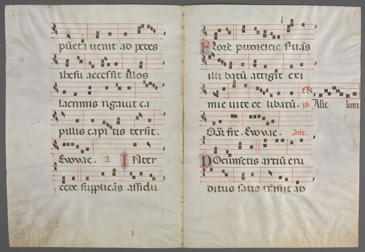 Bifolio de un antifonario: Música de Primo Miniatore di San Domenico